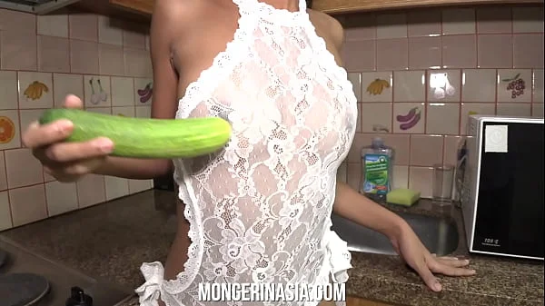 Sexy Thai Whore Fucks A Cucumber