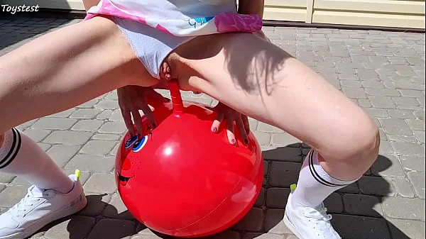 Horny Stepsister Riding Fitness Ball with DOUBLE PENETRATION