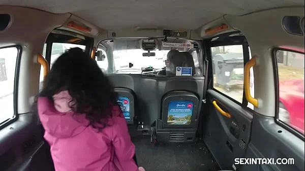 Sexy student pays for the taxi ride with a hot cock ride