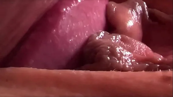 Extremily close-up pussyfucking. Macro Creampie