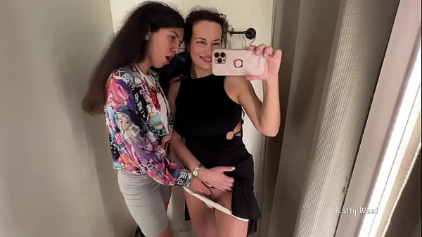 Two horny bitches in the public locker room